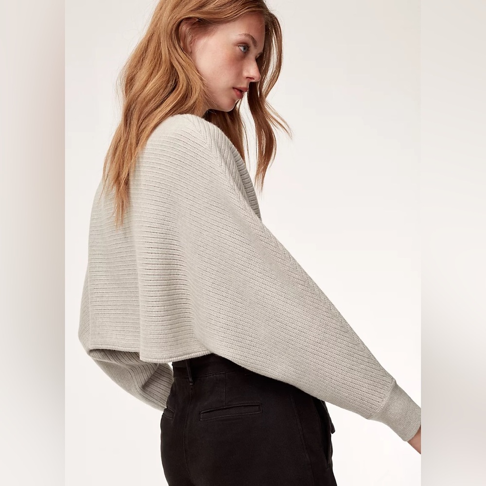 Wilfred Cropped Scoop-Neck Ribbed Sweater in Light Beige